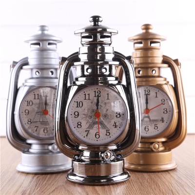 Classic Creative Simulation Kerosene lamp Model Alarm clock Retro Arrangement Modeling Clock