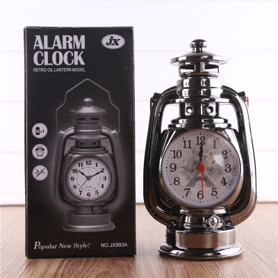 Classic Creative Simulation Kerosene lamp Model Alarm clock Retro Arrangement Modeling Clock