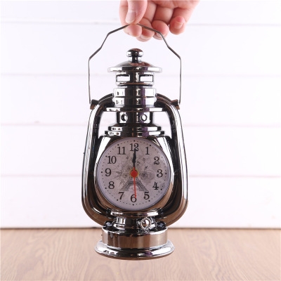 Classic Creative Simulation Kerosene lamp Model Alarm clock Retro Arrangement Modeling Clock