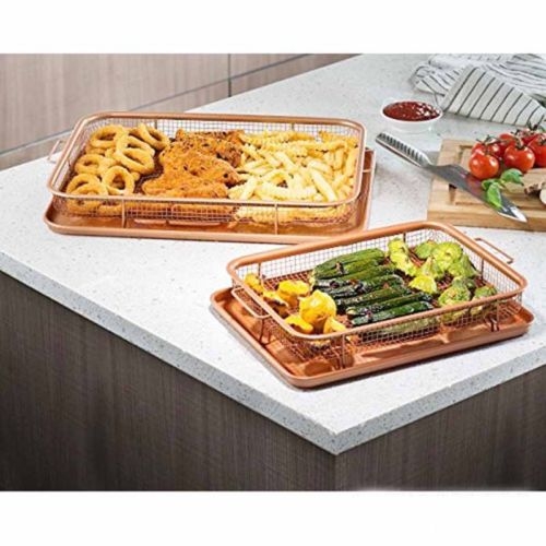 Crisper Tray Baking Sheet Air Fryer Oven Safe 13 Inch Square Pan Crisper with  Mesh Grill Kitchen