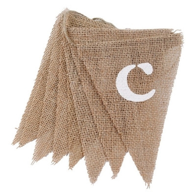 CANDY BAR 9 pieces linen Pennant Pull flag Christmas Wedding Party Diy decoration
