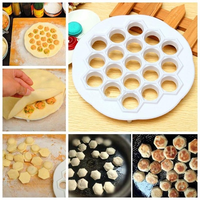 Kitchen Gadget Pastry Tools DIY White Plastic Dumpling Mold Dough Press Ravioli Mold Tools