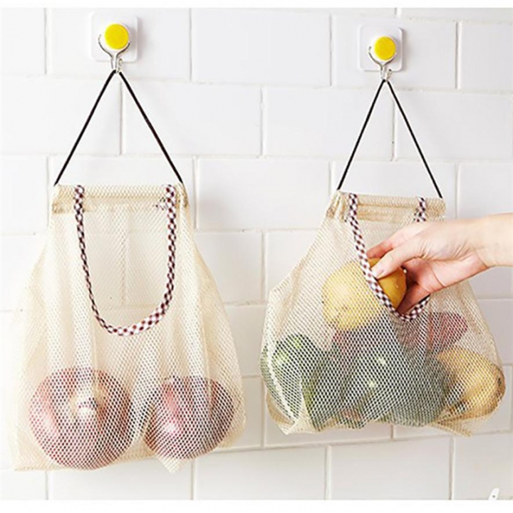 Vegetable Garlic Onion Hanging Storage Bag Breathable Mesh Bags Organizer Kitchen Accessories