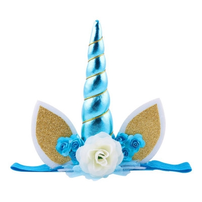 Child Headband Unicorn Animal Headband baby Golden Horn Animal Flower Headband