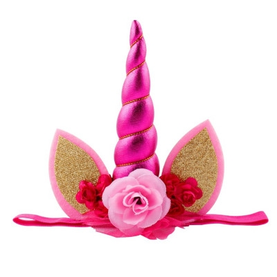 Child Headband Unicorn Animal Headband baby Golden Horn Animal Flower Headband