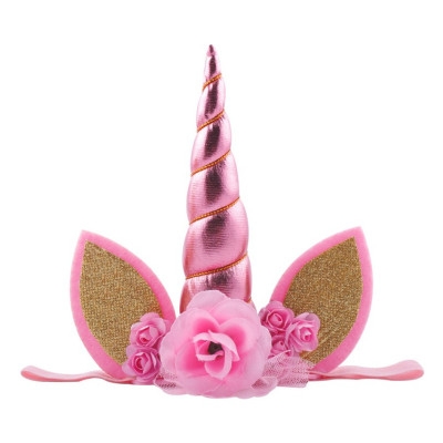 Child Headband Unicorn Animal Headband baby Golden Horn Animal Flower Headband