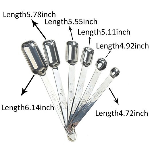 Stainless Steel Measuring Spoon 6-piece set Baking Seasoning Measuring Spoons Square Head