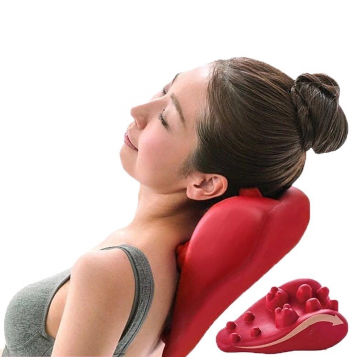 Red Massage Pillow Neck Tension Release Pillow Neck Cushion Soothing Neck Vertebral pad