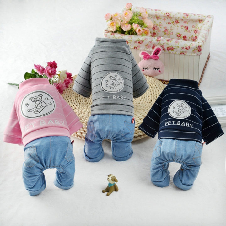 Bear Stripe Cowboy Boxer Spring and Summer Clothes Four-legged Clothes Thin Section Dog clothes