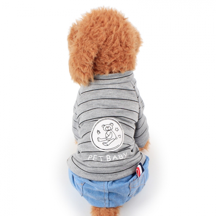 Bear Stripe Cowboy Boxer Spring and Summer Clothes Four-legged Clothes Thin Section Dog clothes