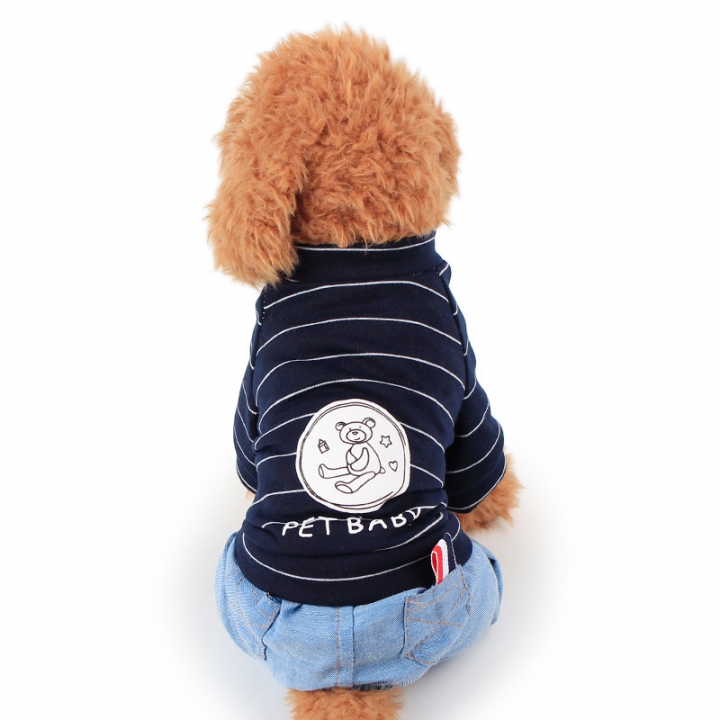 Bear Stripe Cowboy Boxer Spring and Summer Clothes Four-legged Clothes Thin Section Dog clothes