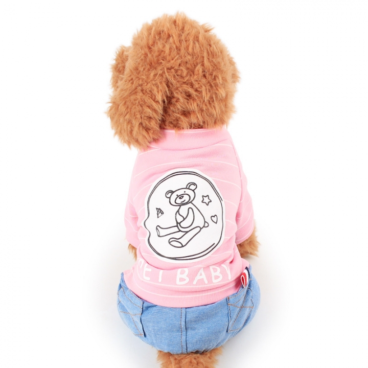 Bear Stripe Cowboy Boxer Spring and Summer Clothes Four-legged Clothes Thin Section Dog clothes