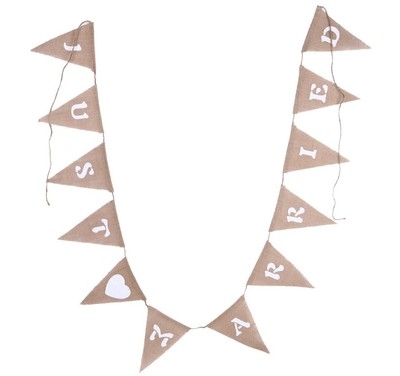 Vintage burlap JUST MARRIED Pennant wedding decoration Pull flower Pull flag letter Banner