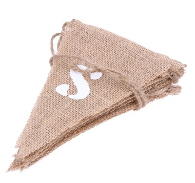 Vintage burlap JUST MARRIED Pennant wedding decoration Pull flower Pull flag letter Banner