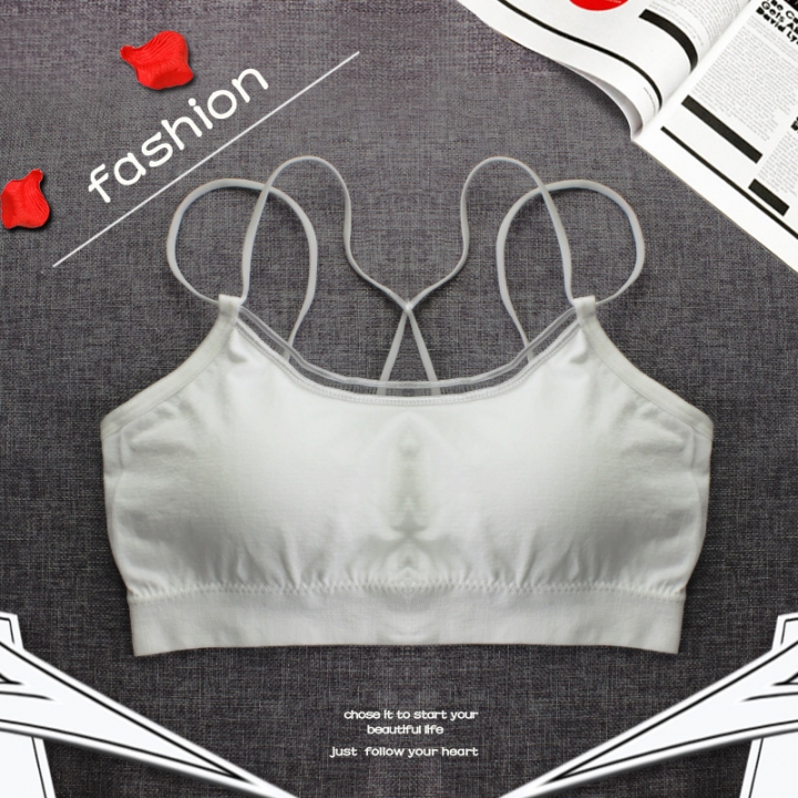 Ms One Piece Breathable Tube top Adjustable Double strip Sling Beauty Back Movement Bra