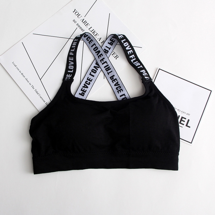 Seamless Cross belt Wrapped Chest Bra No rims  letter Movement Underwear Ms Tube top vest