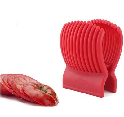 Tomato Slicer Plastic Fruit Vegetable Cutter Red Slicer Guide Potato Onion Holder Cutter  厨房用品