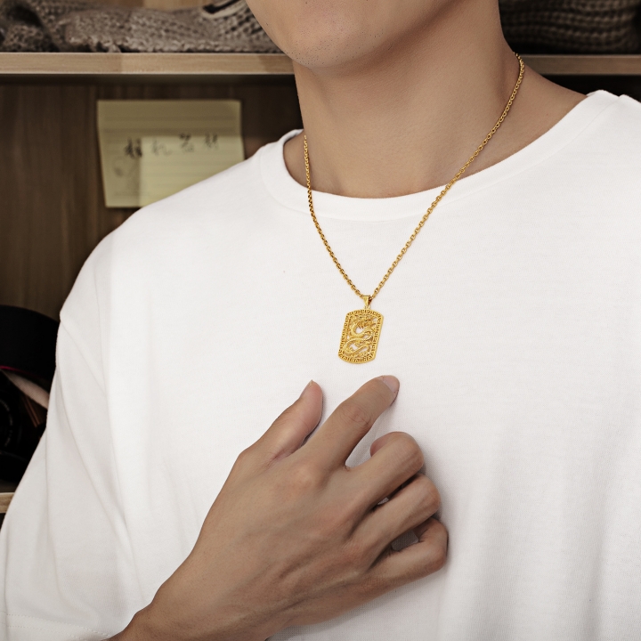 Plated 18K gold Pendant Domineering Atmospheric boss Dragon tag necklace Pendant jewelry