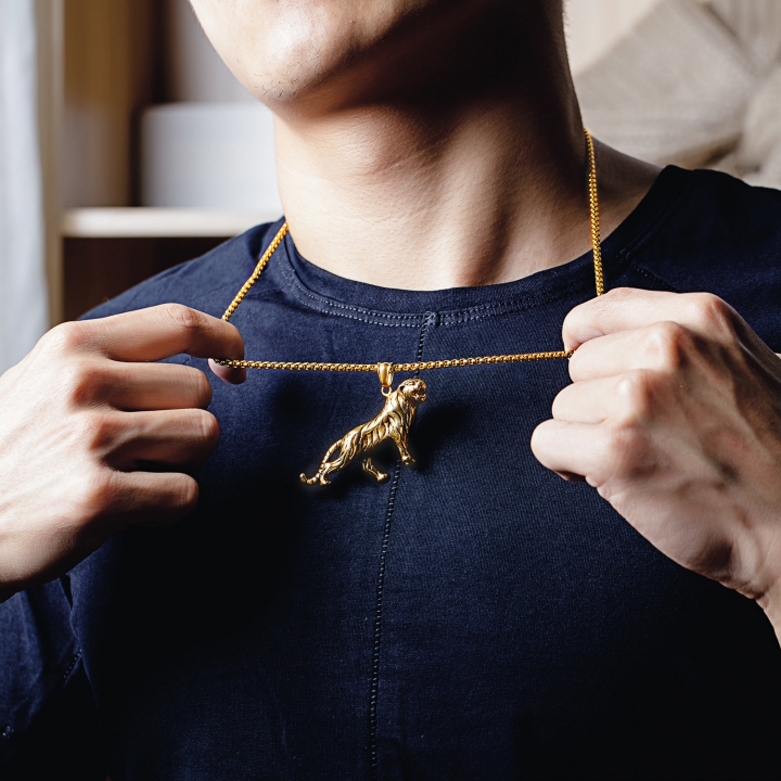 Personality Domineering tiger Titanium Steel Men Necklace trend Pendant jewelry