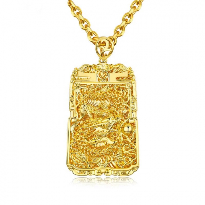 Men Domineering Dragon card Pendant Copper plated 18K gold Imitation gold accessories