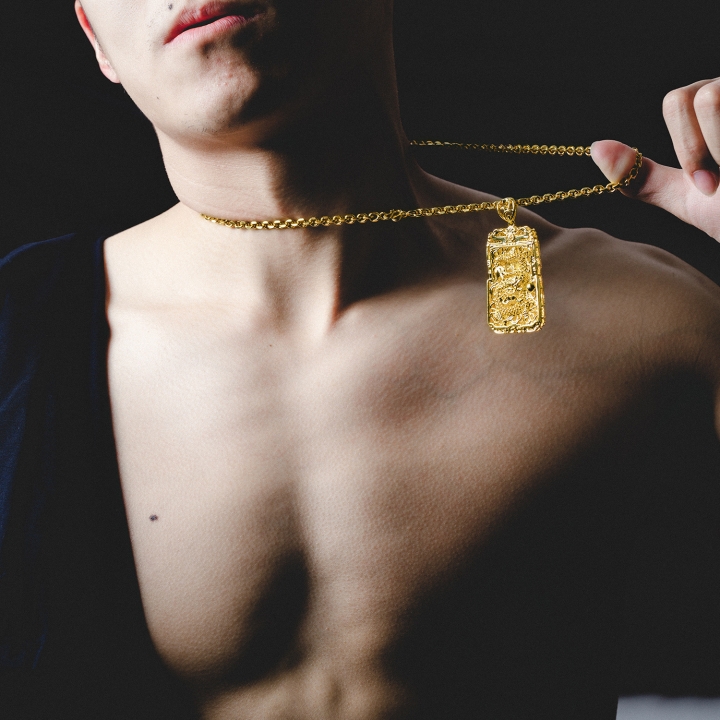 Men Domineering Dragon card Pendant Copper plated 18K gold Imitation gold accessories
