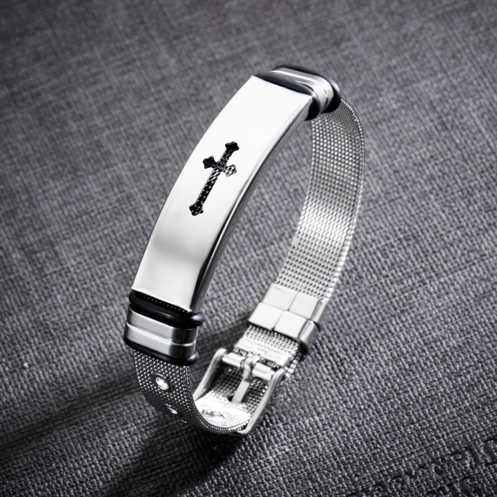 Business type Male steel Mesh Hollow personality Titanium steel Men Bracelet