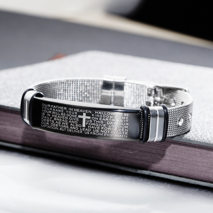 Creative Personality Mesh classic Bible cross Titanium steel Bracelet