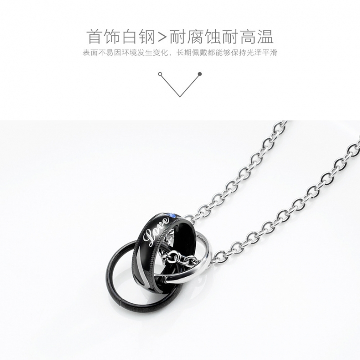 Classic Love merge Love Couple necklace lace Three rings Pendant