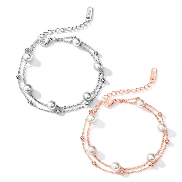 Ms Double layer pearl Bracelet temperament appointment wristband Girlfriend Sister chain