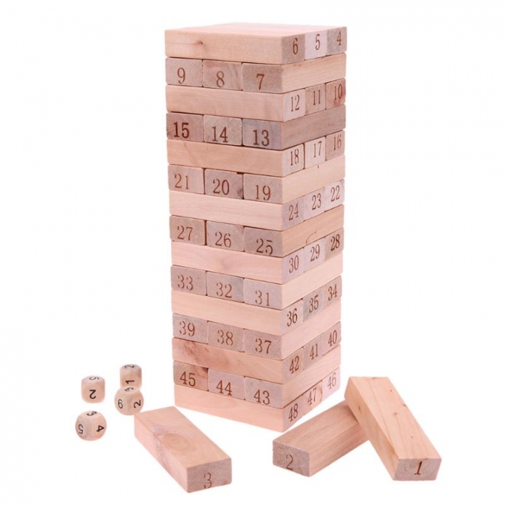 Wooden Digital Stacked Layers High Building Blocks Casual Game Kids Educational Toys