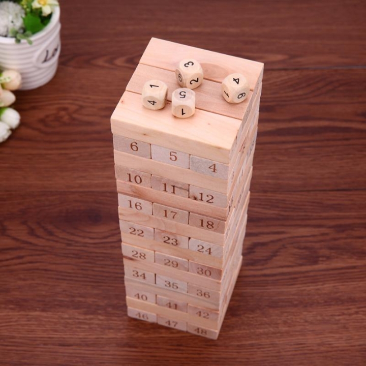 Wooden Digital Stacked Layers High Building Blocks Casual Game Kids Educational Toys