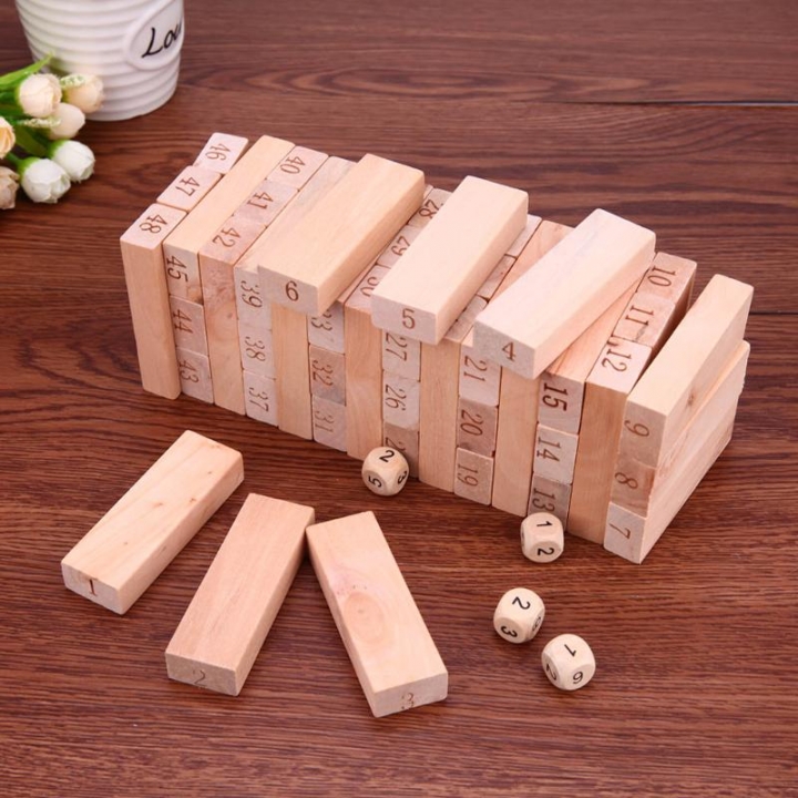 Wooden Digital Stacked Layers High Building Blocks Casual Game Kids Educational Toys