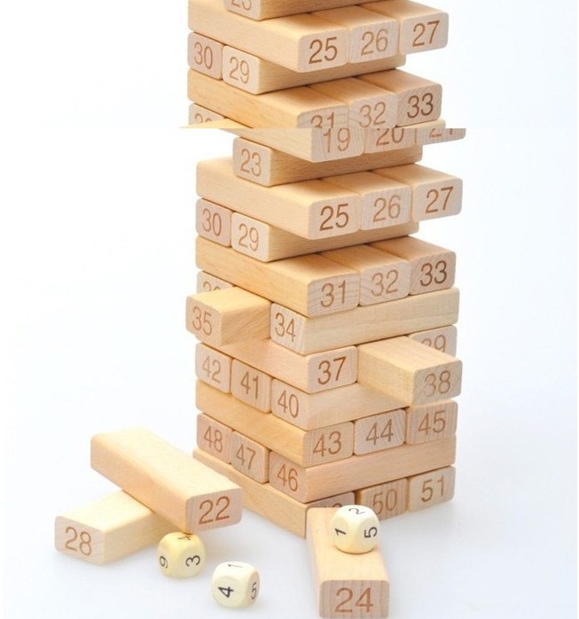 Wooden Digital Stacked Layers High Building Blocks Casual Game Kids Educational Toys