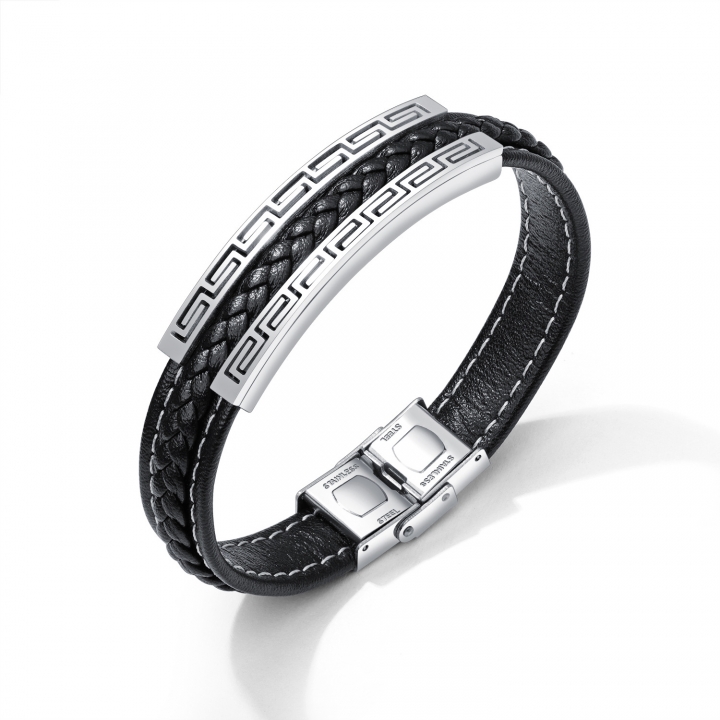 Western style Men Accessories classic Great Wall Weaving Leather bracelet