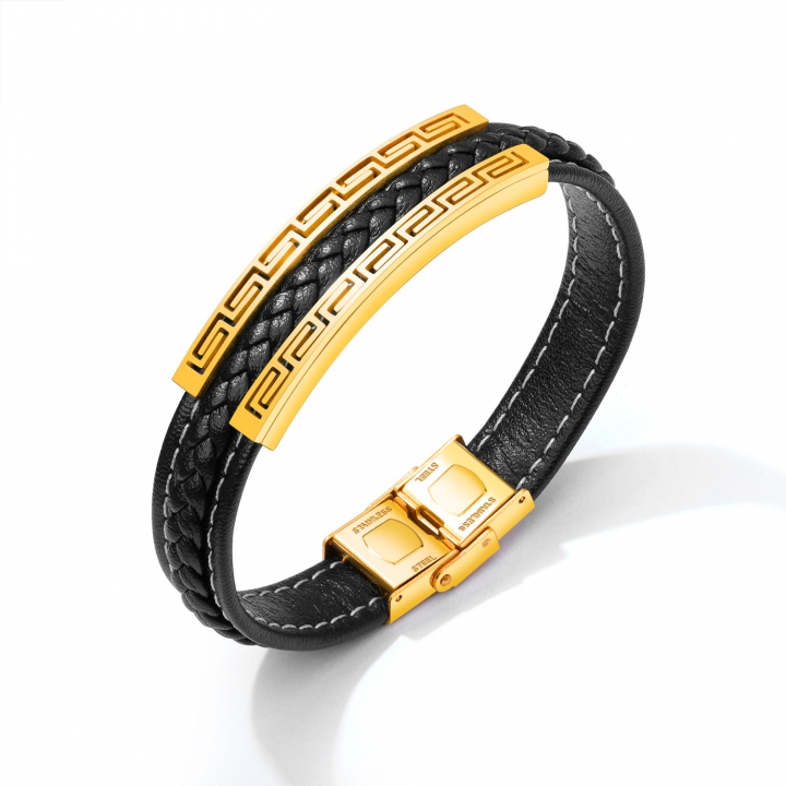 Western style Men Accessories classic Great Wall Weaving Leather bracelet