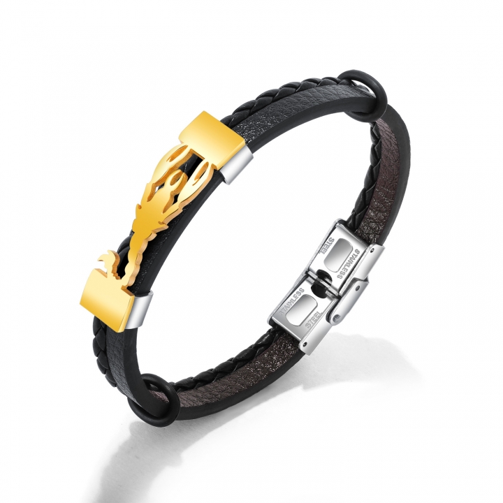 Retro Multi-layer manual Weaving wristband personality Scorpion Titanium steel Leather bracelet