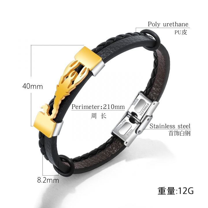 Retro Multi-layer manual Weaving wristband personality Scorpion Titanium steel Leather bracelet