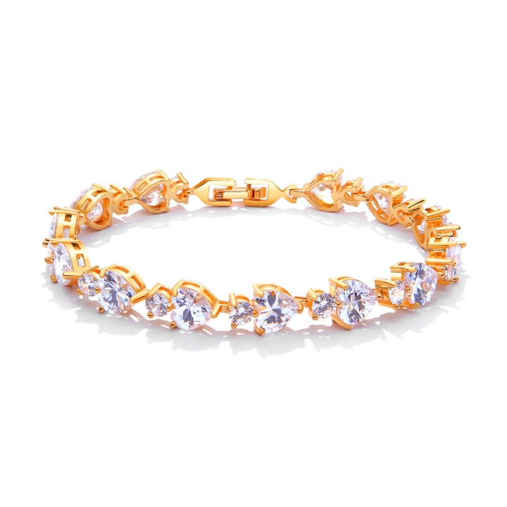 Western style Copper plated 18K gold Imitation gold Love Ms Colorful diamond Bracelet