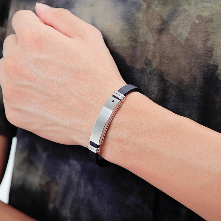 Personality Wild Titanium steel mosaic magnet Bracelet Men trend Silica gel Bracelet