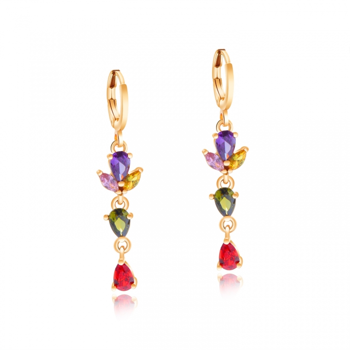 Western style Ms Copper plated 18K gold accessories Wild Colorful diamond Zircon Stud earring