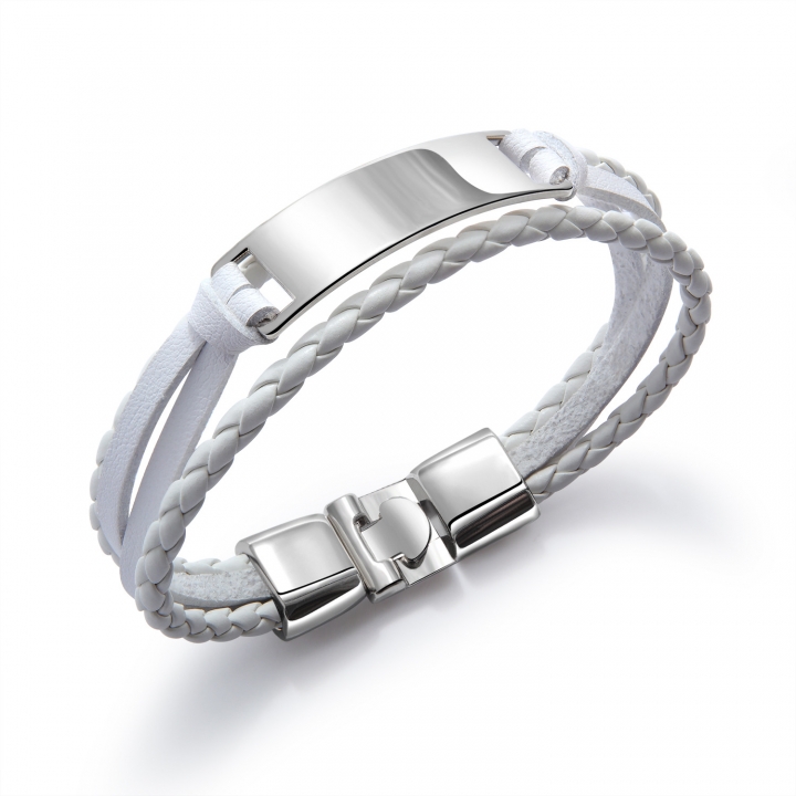 Western style fashion Simple Wild Multi-layer Weaving Men Titanium steel Leather bracelet