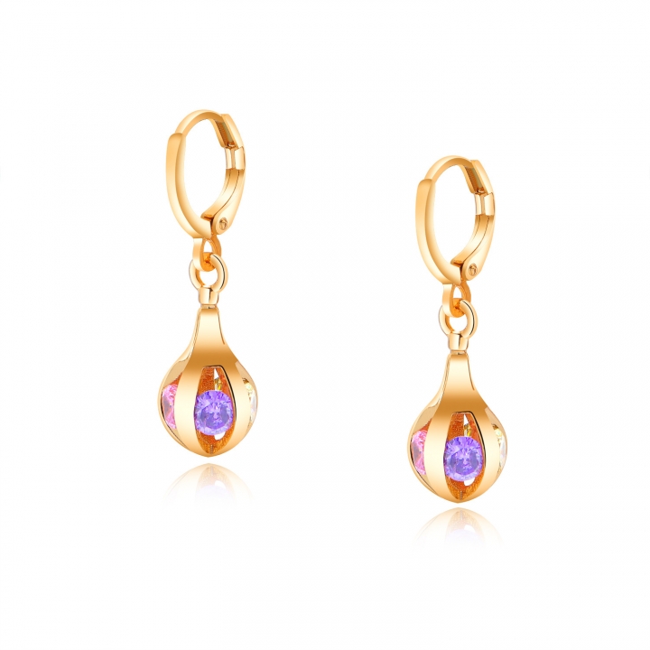 Fashion temperament atmosphere Copper plated 18K gold Zircon Simple Wild earring