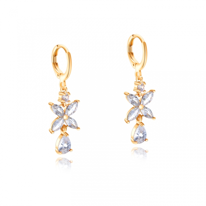 Western style fashion fine Bow earring Zircon Copper plated 18K gold Stud earring