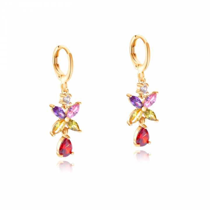 Western style fashion fine Bow earring Zircon Copper plated 18K gold Stud earring