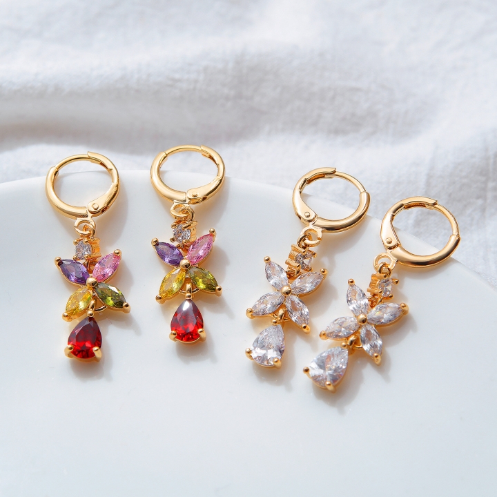 Western style fashion fine Bow earring Zircon Copper plated 18K gold Stud earring