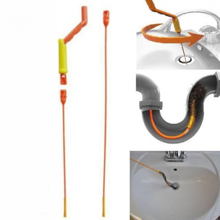 Hair Brush Plus Anti-clog Tool Starter Kit Flexible Drain Snake Clog Wand for Shower Sink Bathtub  Kitchen Restaurant Supplies