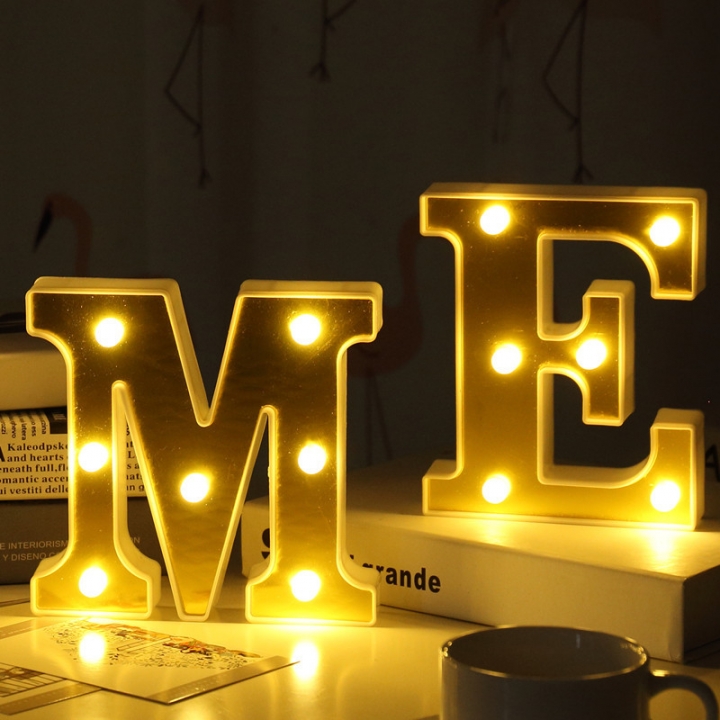 Gold plating 26 English Letter light led Modeling lamp Wedding Night light birthday Proposal light