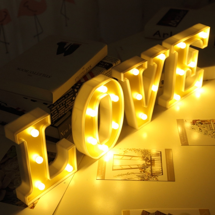 Gold plating 26 English Letter light led Modeling lamp Wedding Night light birthday Proposal light