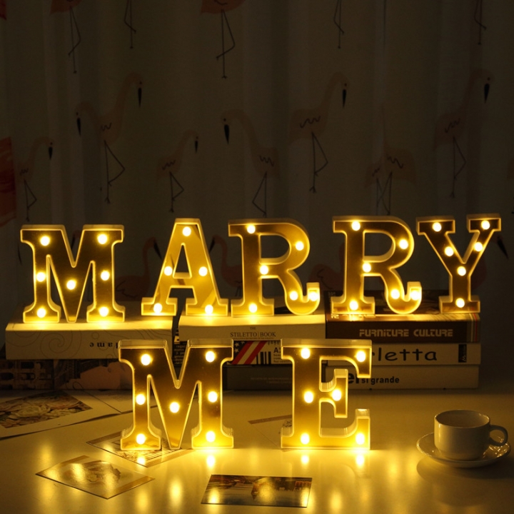 Gold plating 26 English Letter light led Modeling lamp Wedding Night light birthday Proposal light