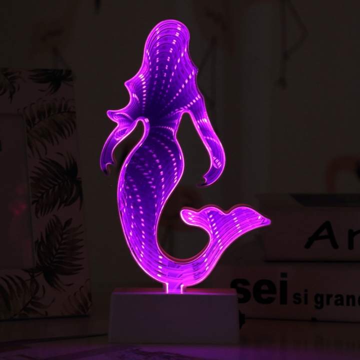 LED lights Flamingo Mermaid unicorn Love 3D tunnel dream Fruit light Modeling lamp